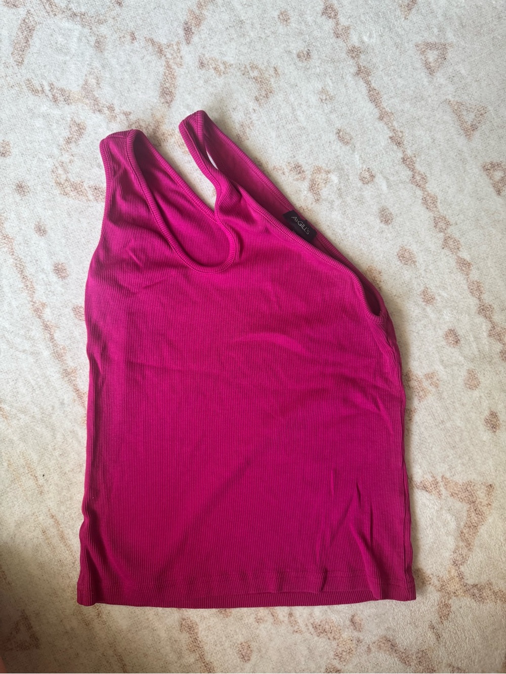 Magenta Ribbed Tank Top - Women's One-Shoulder Style
